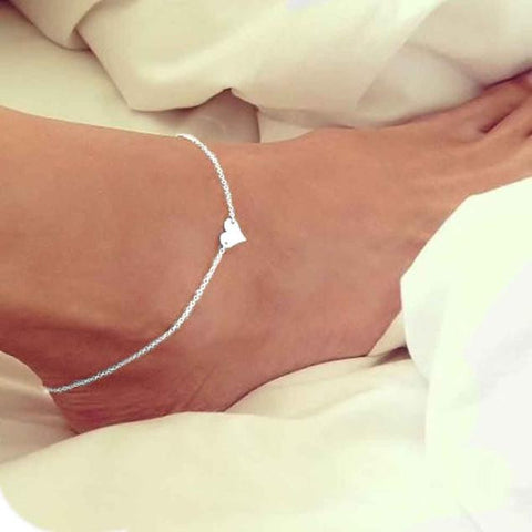Girl Fashion Simple Heart Ankle Bracelet Chain Beach Foot Sandal Jewelry