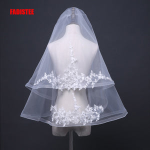FADISTEE Wedding Bridal short TWO-Layer Veil With Comb appliques Elegant Wedding Accessories Velos De Novia voile de mariee