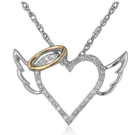 Angel Wings Love Heart Pendant Necklace Jewelry