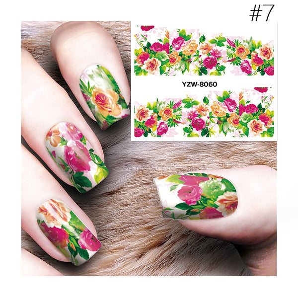 Chic 3D Nail Art Water Decals Stickers Transfers Deep Purple Flower Decoration